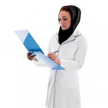 روپوش پزشکی خضرا مدل افسون (نوار سورمه ای) کد 32700